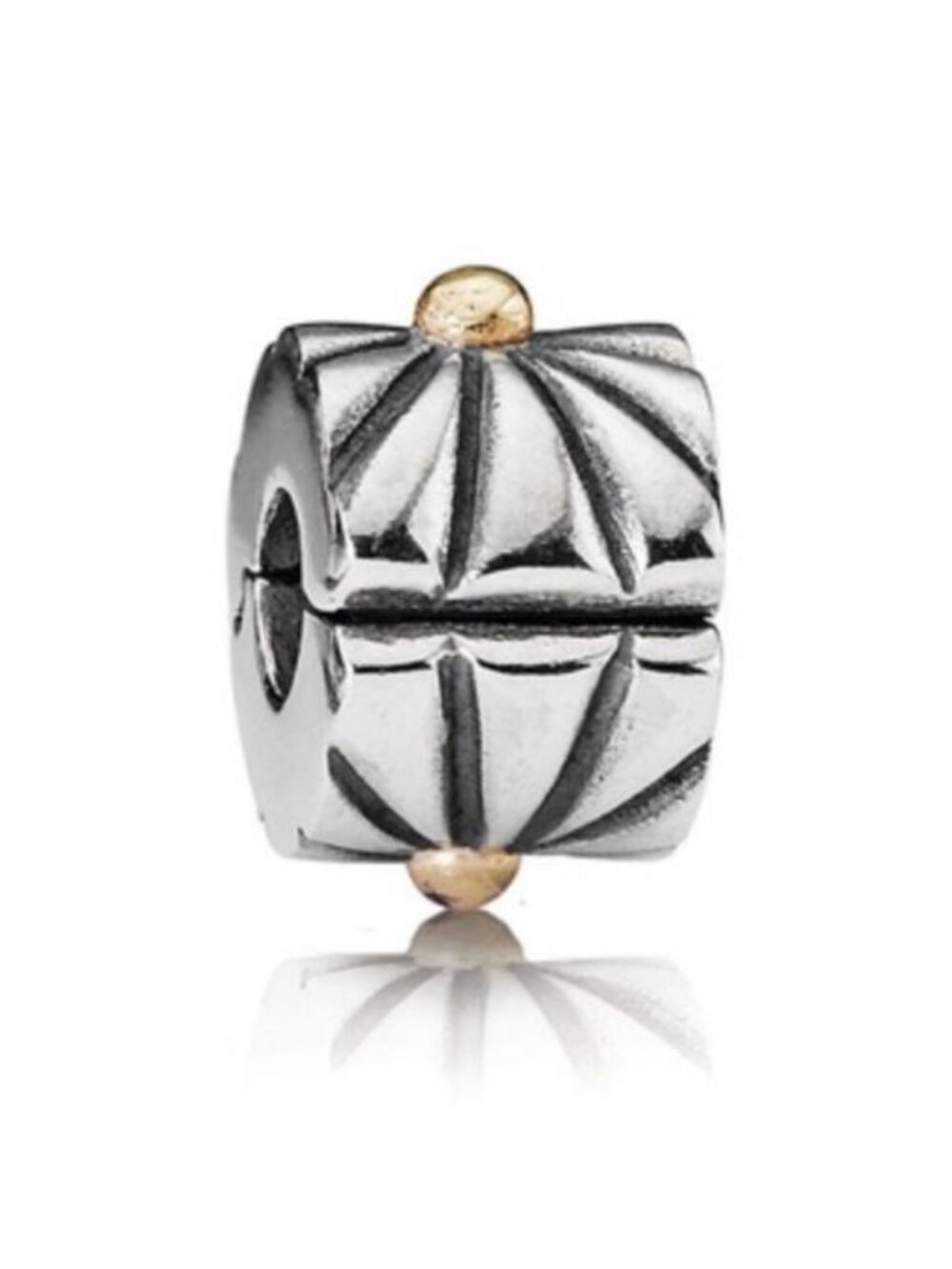 Pandora Sterling Silver with 14K Gold Sunburst Clip Charm 790216